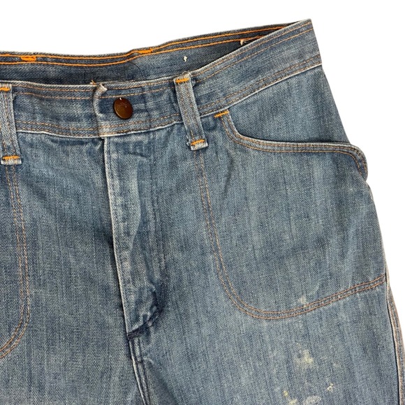 Vintage Custom Wrangler Fringe Hem Jeans Reworked Paint Splatter Denim Boho S - Picture 4 of 9